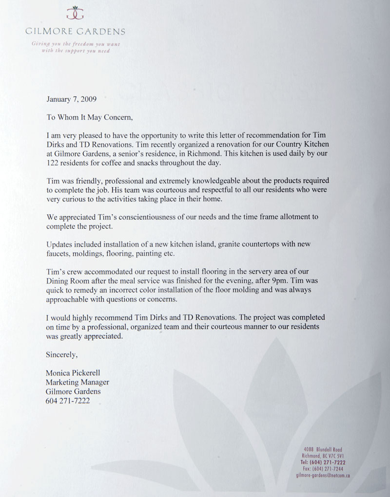 Gilmore Gardens Letter